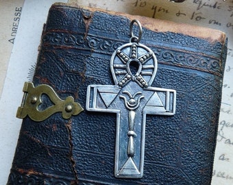 Sterling Ankh Pendant, Hand Crafted Unique Ankh, offered by RusticGypsyCreations