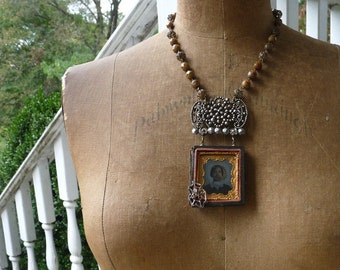 Antique Victorian Assemblage Ambrotype Necklace, Thinning the Veil, by RusticGypsyCreations