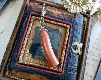 Antique Victorian Coral Fob, Salmon Coral Fob, offered by RusticGypsyCreations