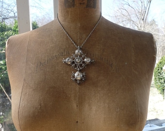 Antique French Paste Cross of Normandy Necklace, A Talisman for the Alchemist, offered by RusticGypsyCreations