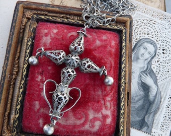 Antique French Regional Cross Rosary, Talisman for the Passionate, offered by RusticGypsyCreations