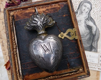 Antique French Victorian Sacred Heart, A Gypsy Talisman for the Devotional, offered by RusticGypsyCreations