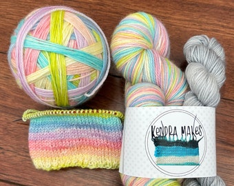 Pastel Rainbow Self Striping Sock Yarn, 100 gram skein