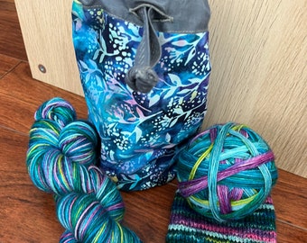 Sock Yarn WITH Bag and Stitch Marker, Self Striping Sock Yarn, Project Bag, Stitch Marker, 100 gram