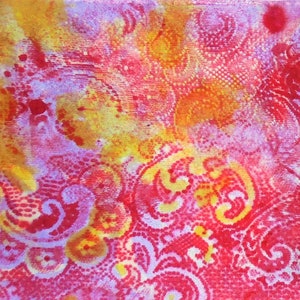 silk scarf long hand painted Paisley lavender red gold unique luxury wearable art men women charmeuse satin image 3