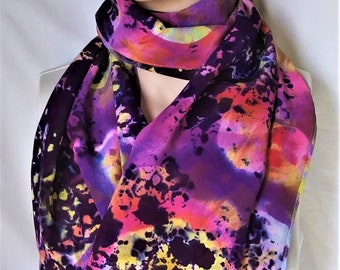 silk crepe scarf large long hand painted unique morgansilk scarves hurricaine virus bold colors