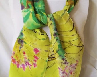 silk scarf crepe Cleome flower marijuana leaf unique painted long smaller wearable art morgansilk scarves