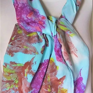 long silk crepe scarf hand painted oak leaves morgansilk unique fall winter image 6