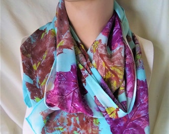 long silk crepe scarf hand painted oak leaves morgansilk unique fall winter