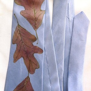 silk necktie Oak Leaves blue sky men unique luxury hand painted image 2