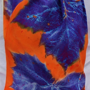 silk crepe scarf large long sycamore leaf orange purple blue hand painted unique morgansilk scarves bold color image 5