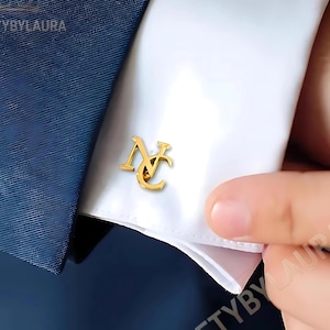 Gold Plated Initial Cufflinks: Custom Groomsmen Wedding Gift