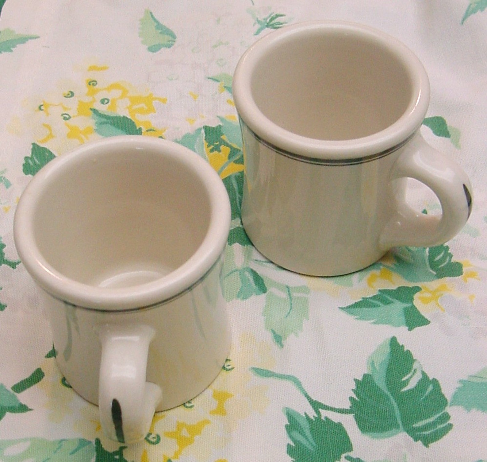 TWO DINER MUGS heavy restaurant china coffee mugs with green Etsy