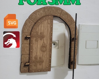 Power Strip Decorations / SVG Laser Cut Files / Viking Door 3D Illusion / Home Decor