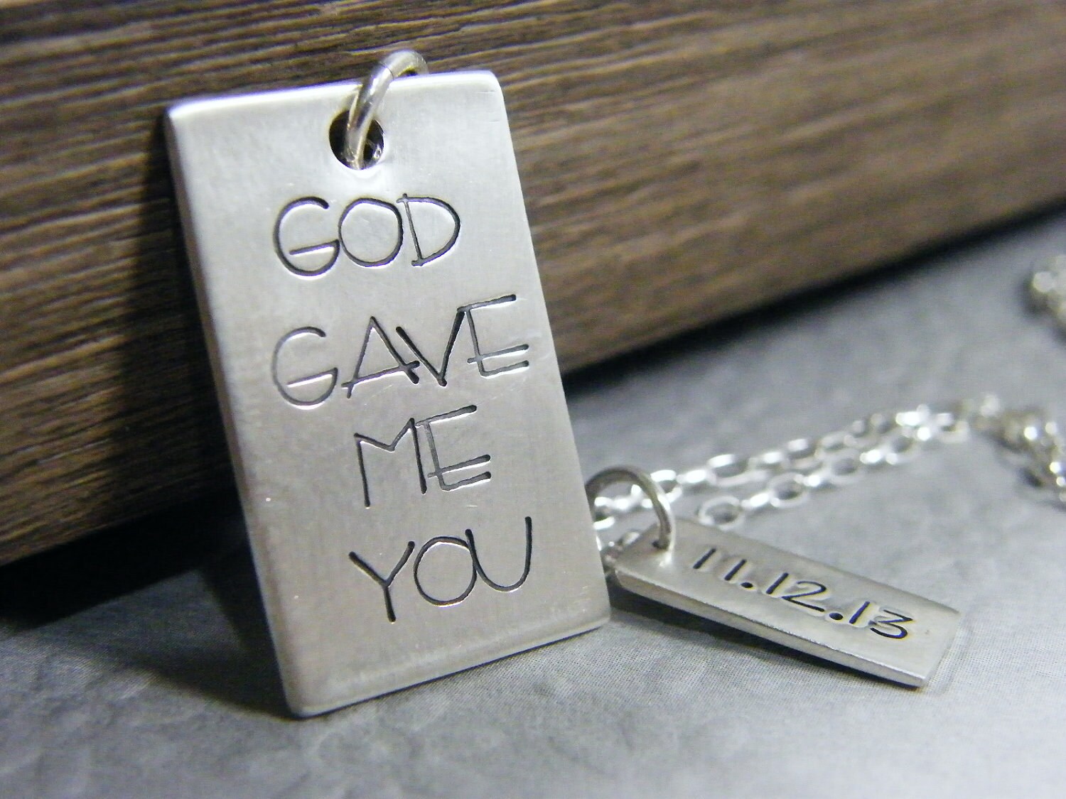 God Gave Me You Hand Stamped Sterling Rectangle Pendant and Etsy
