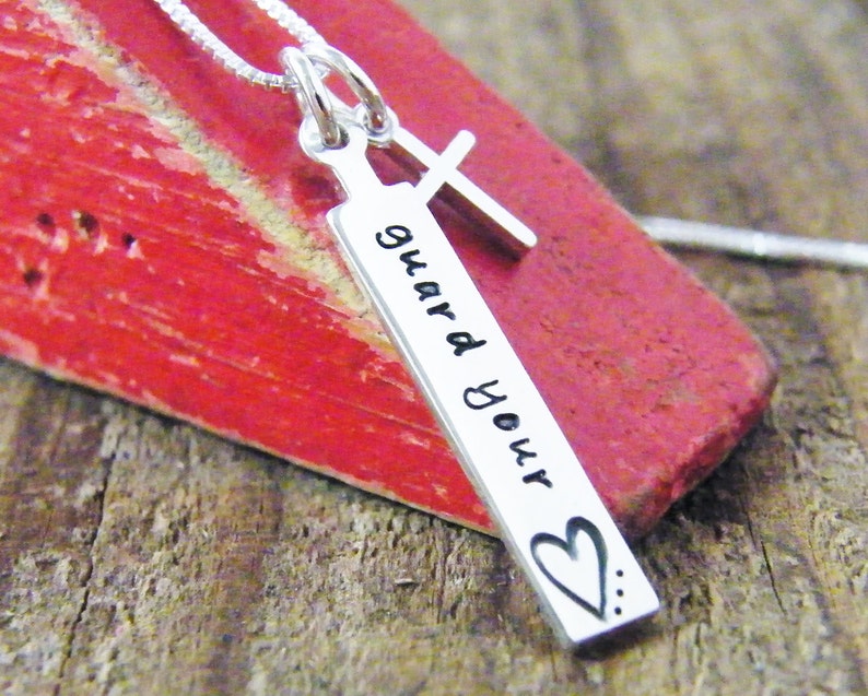 Biblical guidance necklace guard your heart hand stamped Etsy