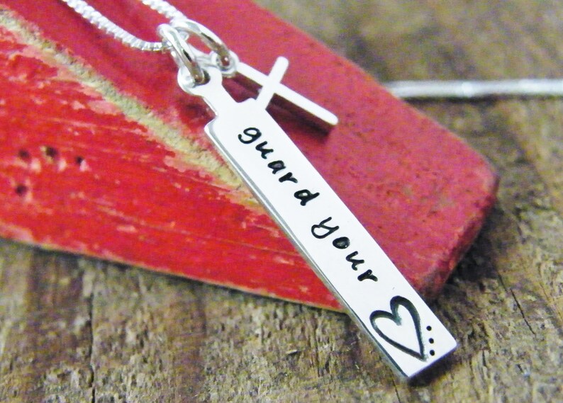 Biblical guidance necklace guard your heart hand stamped Etsy