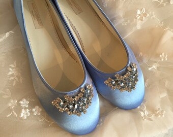Cinderella Shoes, Wedding Shoes, Blue Bridal Shoes , Ballet Flats ,Blue Wedding Flats , Choose From Over 150 Colors, Fairytale Wedding Shoes