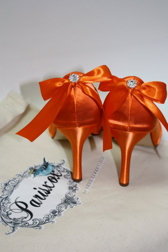 orange evening shoes for women