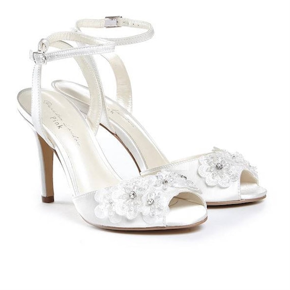 Wedding Shoes Flower Embellished Shoes High Heels Bridal Etsy