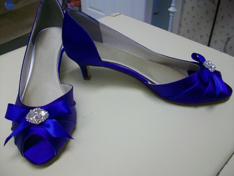 Wedding Shoes Blue Shoes Ribbon Bow Shoes Sapphire Blue Etsy