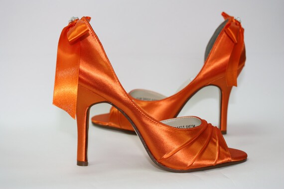 orange evening shoes for women