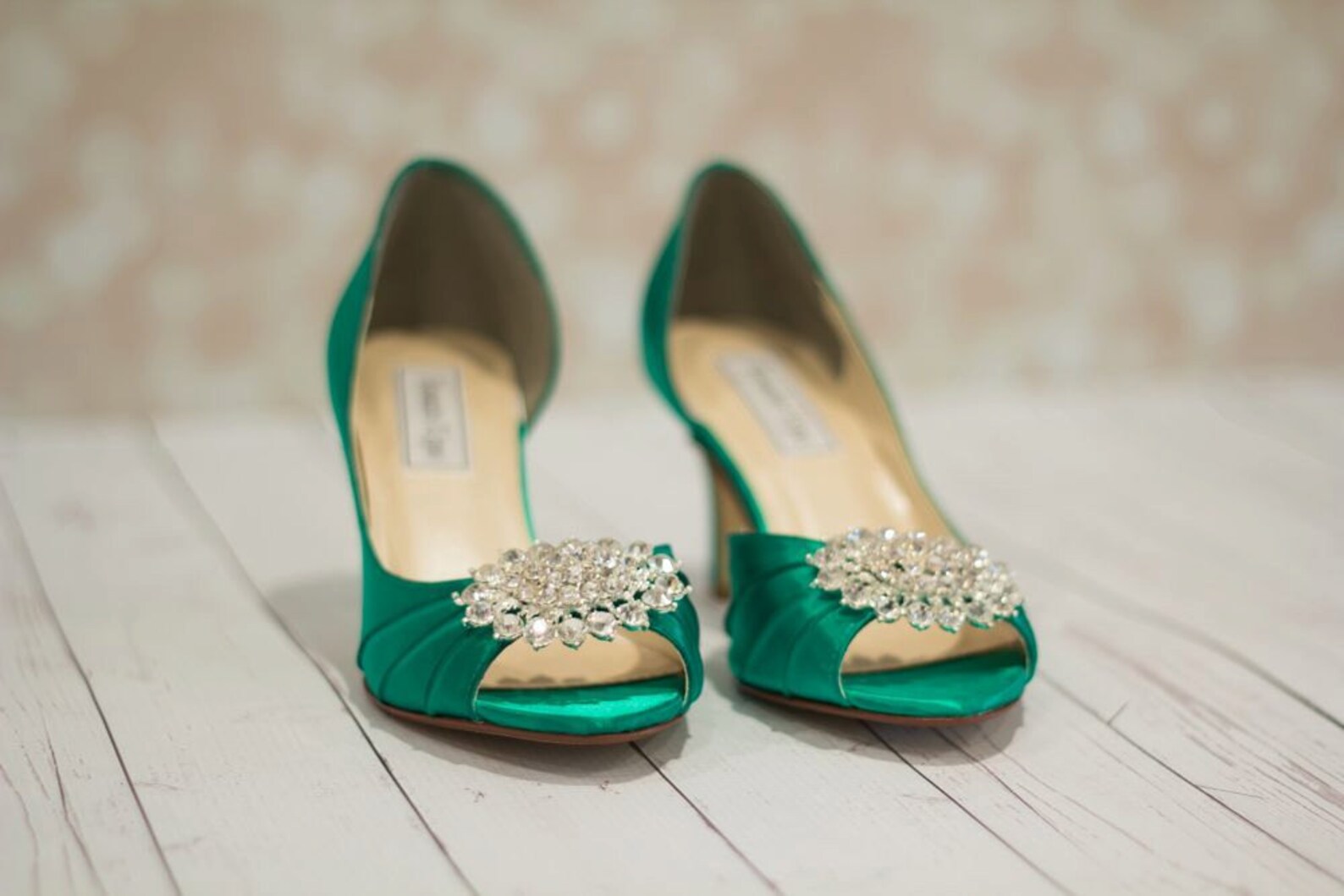 Emerald Green Shoes Wedding Bridal Heels Crystals Etsy