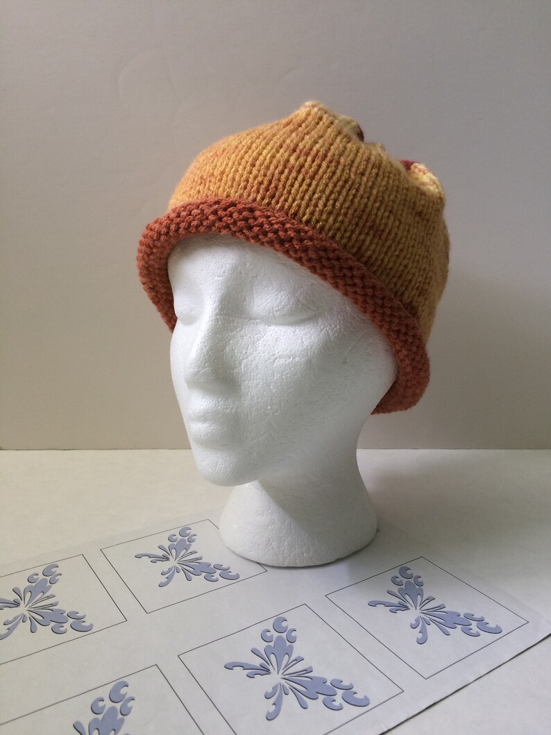 Hand Knitted Hats Large Pompom or Slouchy Beanie Hat Butterscotch Yellow Hand Knit Hats Sale Free Shipping