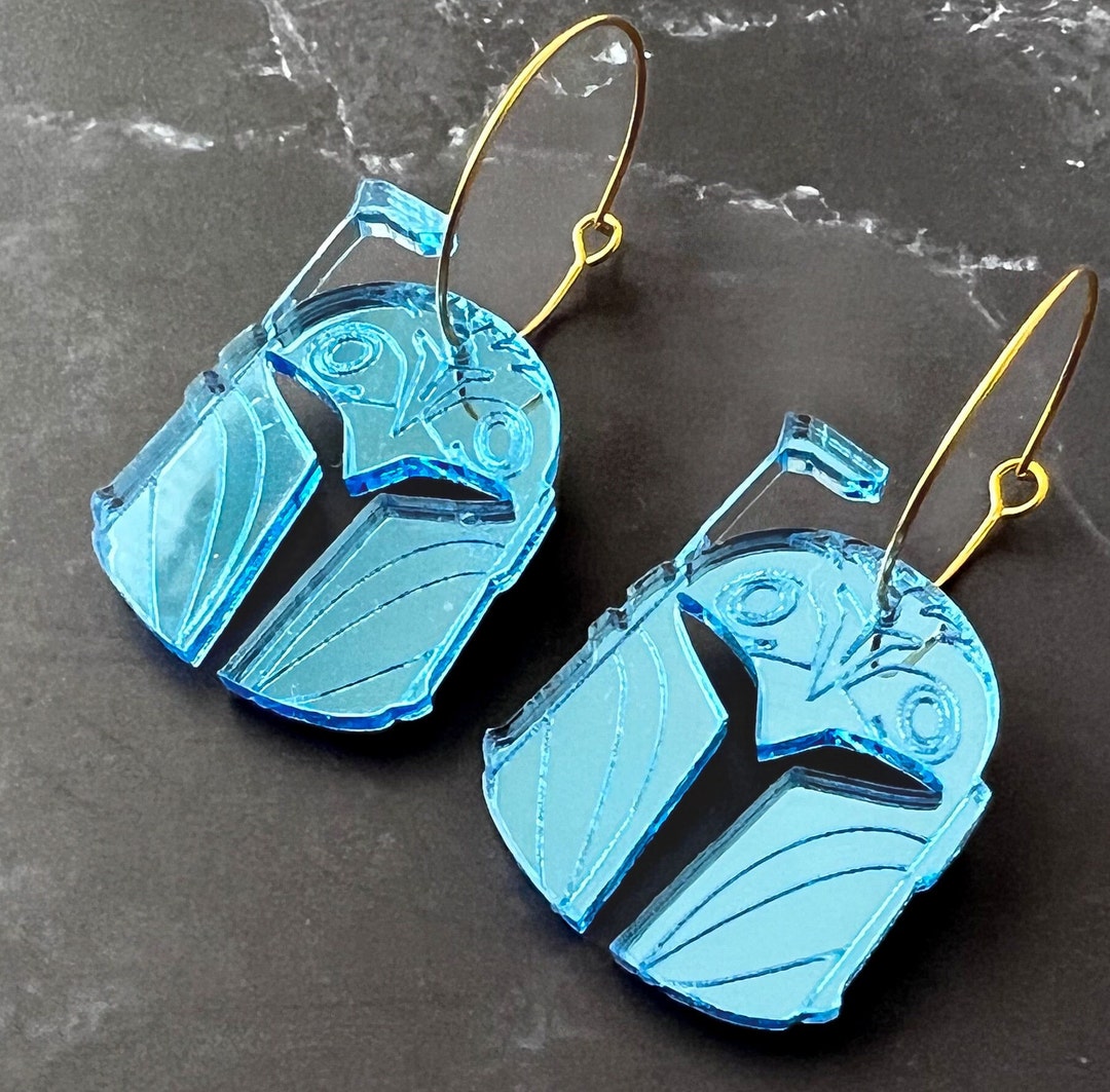 Bokatan Mandalorian Hoop Earrings Lightweight Mirrored Acrylic Star