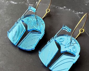 Bo-Katan Mandalorian Hoop Earrings - Lightweight Mirrored Acrylic Star Wars Jewelry