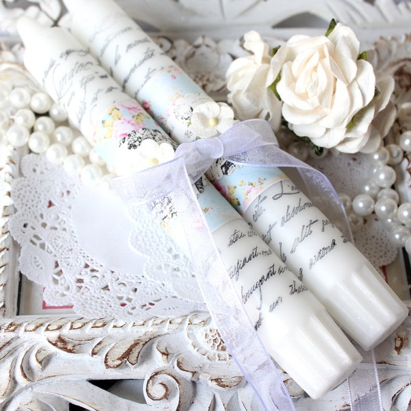 French Script Candles with a Cottage Chic twist