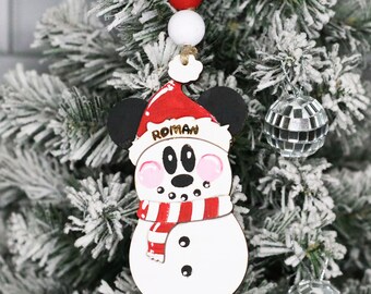 Micky Inspired Personalized Ornament/Minnie Inspired Personalized Snowperson Onament/Disney Inspired Christmas Ornament/Mickey Snowman