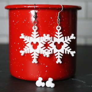 Snowflake Mickey Earrings/ Disney Inspired Dangle earrings and Stud Earring Set/ Mickey Mouse Inspired Earrings / Earring Gift Set