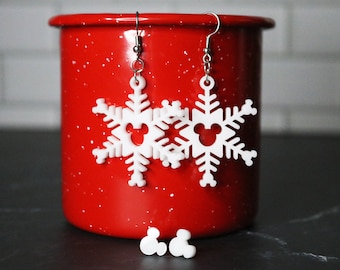 Snowflake Mickey Earrings/ Disney Inspired Dangle earrings and Stud Earring Set/ Mickey Mouse Inspired Earrings / Earring Gift Set