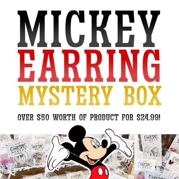 Mickey Earring Mystery Box/ Mystery Box of Mickey Earrings/50 dollars value of Mickey Earrings/ Disney earring Mystery Box/Mickey earrings
