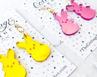 Peep Dangle Earrings - Shimmering Mirrored Acrylic, Hypoallergenic, Customizable Colors, Perfect for Easter, The Perfect Gift