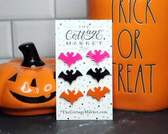 Bat Mickey, Corte láser, Pendientes Glowforge, Pendientes de Halloween, Pendientes de murciélago de Halloween de Mickey, 3 juegos de pendientes de poste de Mickey Bat,