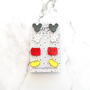 Set of 4 Mickey Inspired Stud Earrings, Special Set of 4 Mickey Mouse Stud Earrings, Mickey Mouse Earrings, Disney Fan Gift, Disney Jewelry