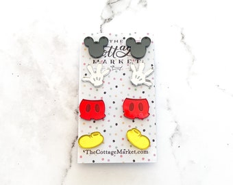 Set of 4 Mickey Inspired Stud Earrings, Special Set of 4 Mickey Mouse Stud Earrings, Mickey Mouse Earrings, Disney Fan Gift, Disney Jewelry