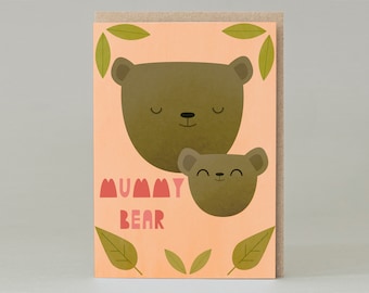 Mummy Bear Card | Love You Mum Card | Mum and baby Bear Cute Card | Send Direct From Uk | New Baby Card | Mother's Day Card | Mum Birthday