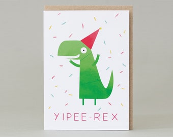 Yipee Rex card | Cute Dinosaur Card | Fun T Rex Birthday card | Dino Card For Girls or Boys | Funny Dinosaur Card | Party | Colourful TREX|