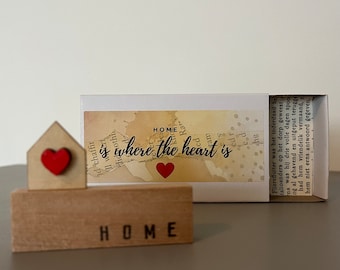 matchbox gift card - letterbox gift - home is where the heart is - new home card - housewarming gift - home shelf decor