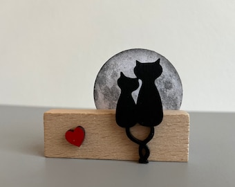 valentine gift - black cat lover gift - matchbox gift card - to the moon and back - mini keepsake - couple anniversary gift