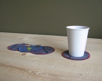 Upcycled Comic Strip Coasters: Washable Textile Beer Coasters