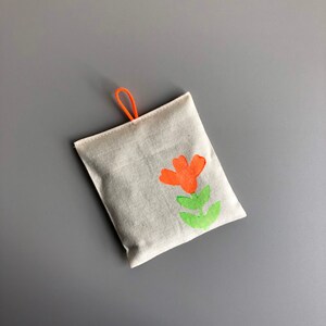Sacchetto di lavanda fatto a mano: sacchetto di lino con stampa floreale neon