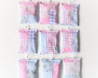 patchwork lavender sachets - pink handmade cotton lavender bags - house decor gift - coworker gift - teachers gift - gift for mum