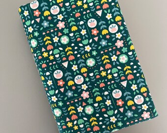 Teal Book Cover, Adjustable Book Protector, Reversible Cover for Paperback and Hardcover Book, Fabric Book Jacket, Book Lover Gift