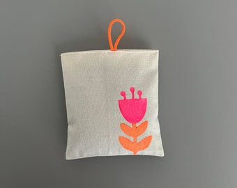 sachet lavande néon - sac tiroir floral - sachet imprimé à la main - sac parfum chambre - cadeau de pendaison de crémaillère - cadeau soeur - cadeau de fête des mères