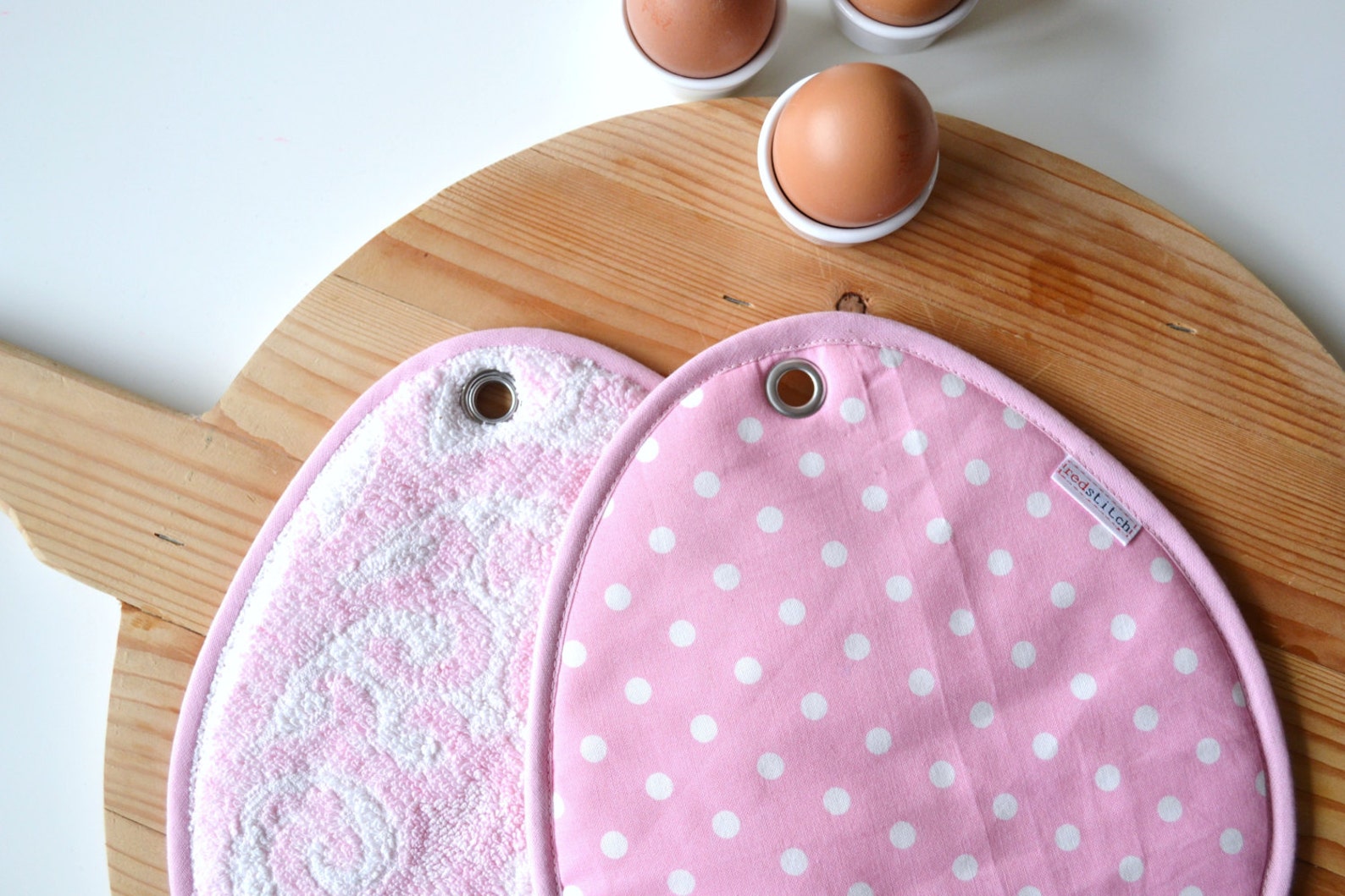 Easter Potholders Pastel Pink Easter Egg Potholders Pink Polkadot