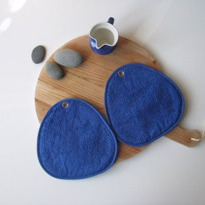 Blue Leaf Print Potholders: Cotton Terrycloth Kitchen Heat Protection (Set of 2) image 5